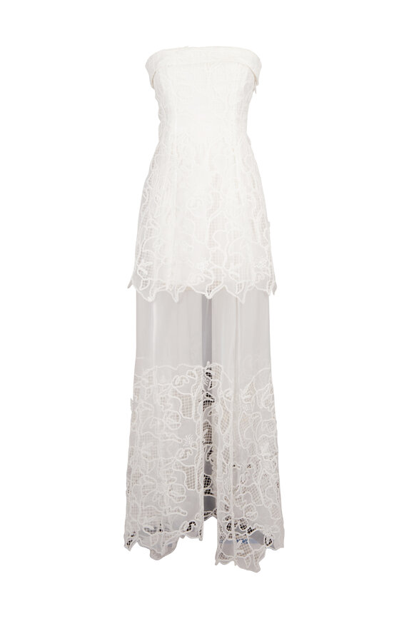 Simkhai Rennis Ivory Embroidered Organza Bustier Gown - view 1