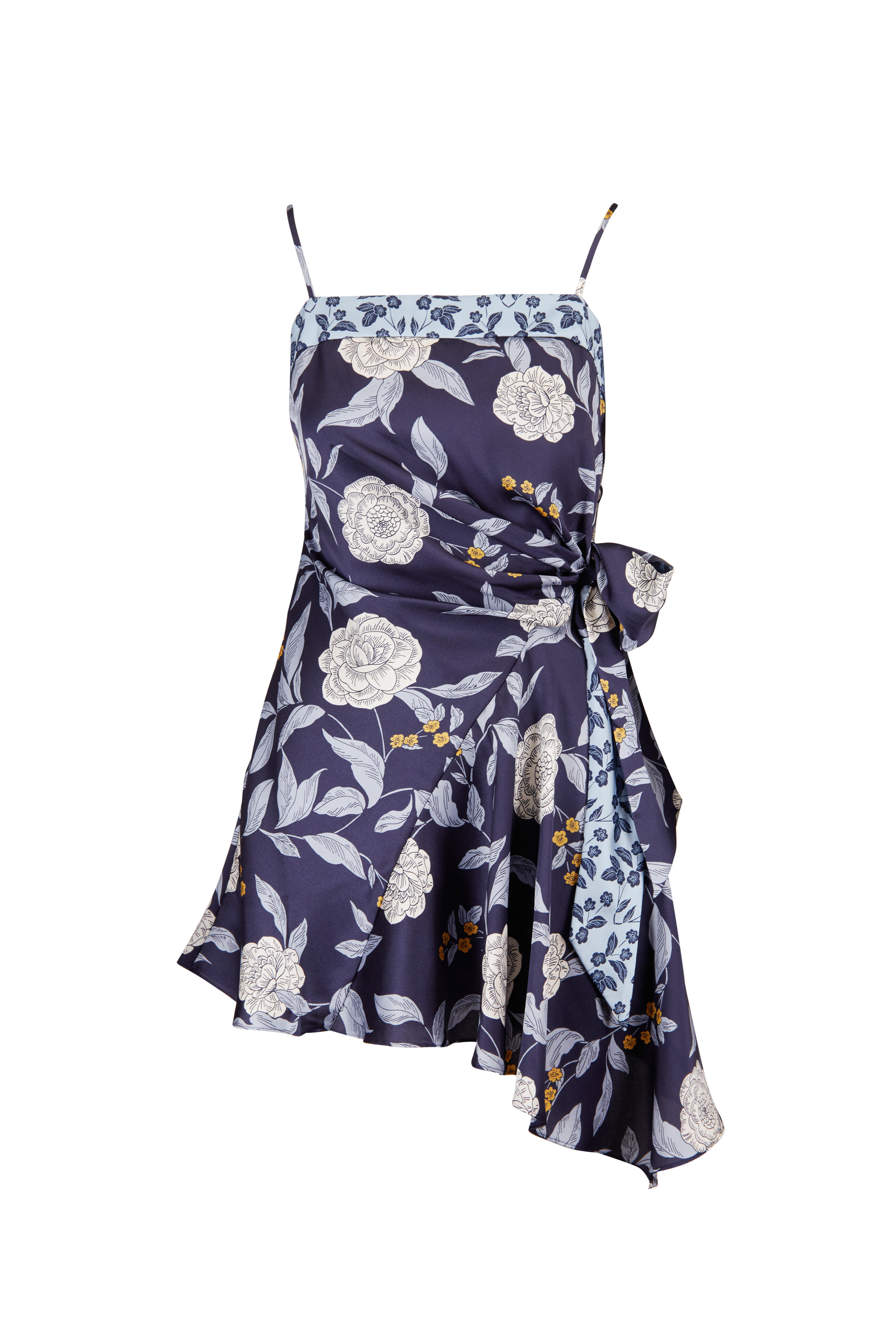Tanya Taylor - Antona Blue Asymmetric Mini Dress - view 1