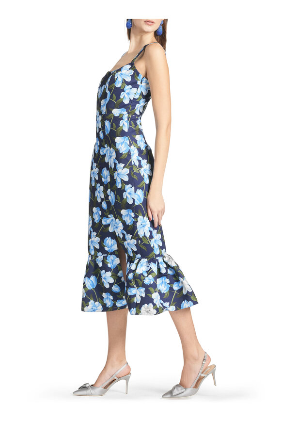 Sachin Babi Laura Ocean Blue Magnolia Floral Midi Dress - view 4