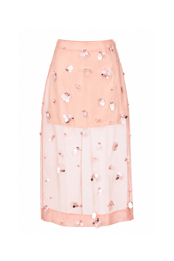 Simkhai Delilah Bubblegum Embellished Organza Midi Skirt - view 1