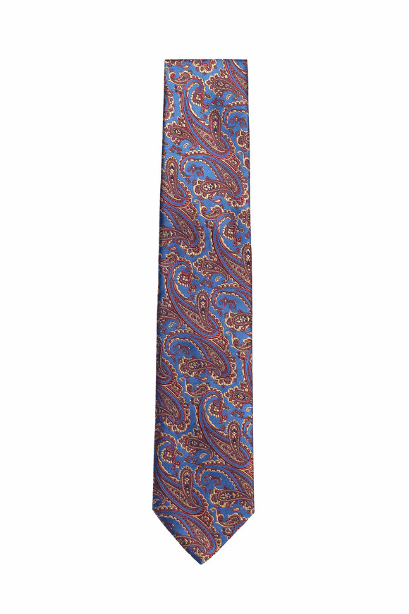 Geoff Nicholson Blue & Burgundy Paisley Silk Necktie
