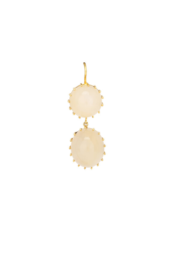 Renee Lewis 18k Yellow Gold Antique Moonstone Earring - view 2