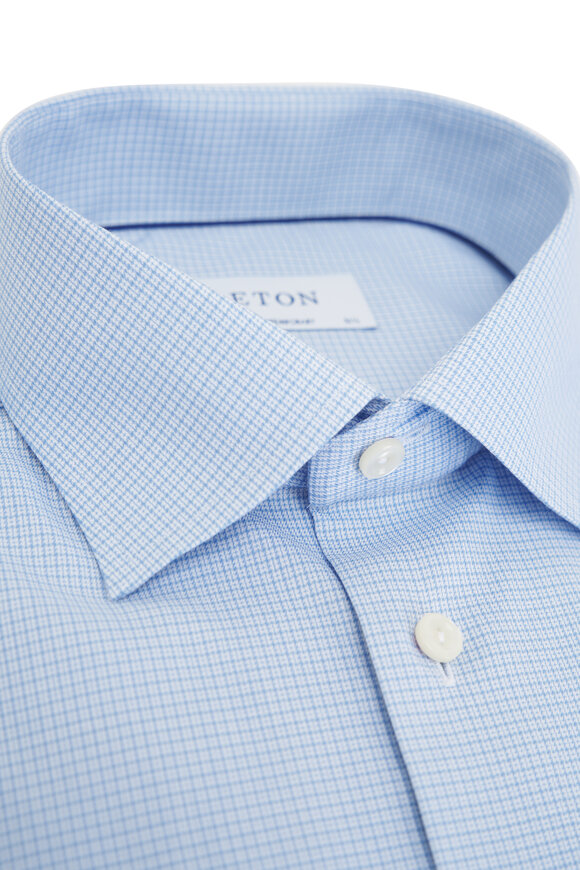 Eton - Light Blue Check Dress Shirt