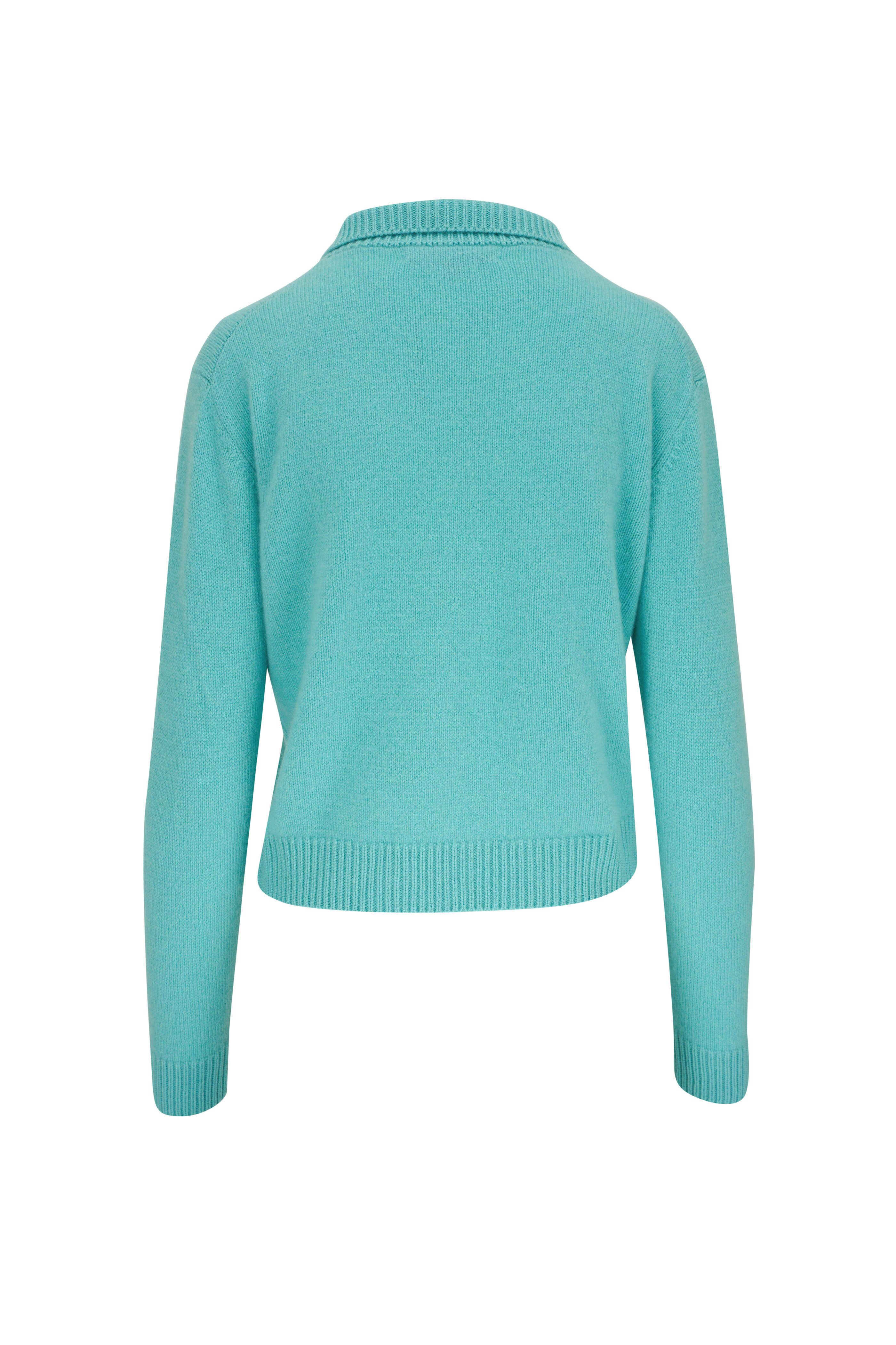 The Elder Statesman - Turquoise Half-Zip Cashmere Sweater