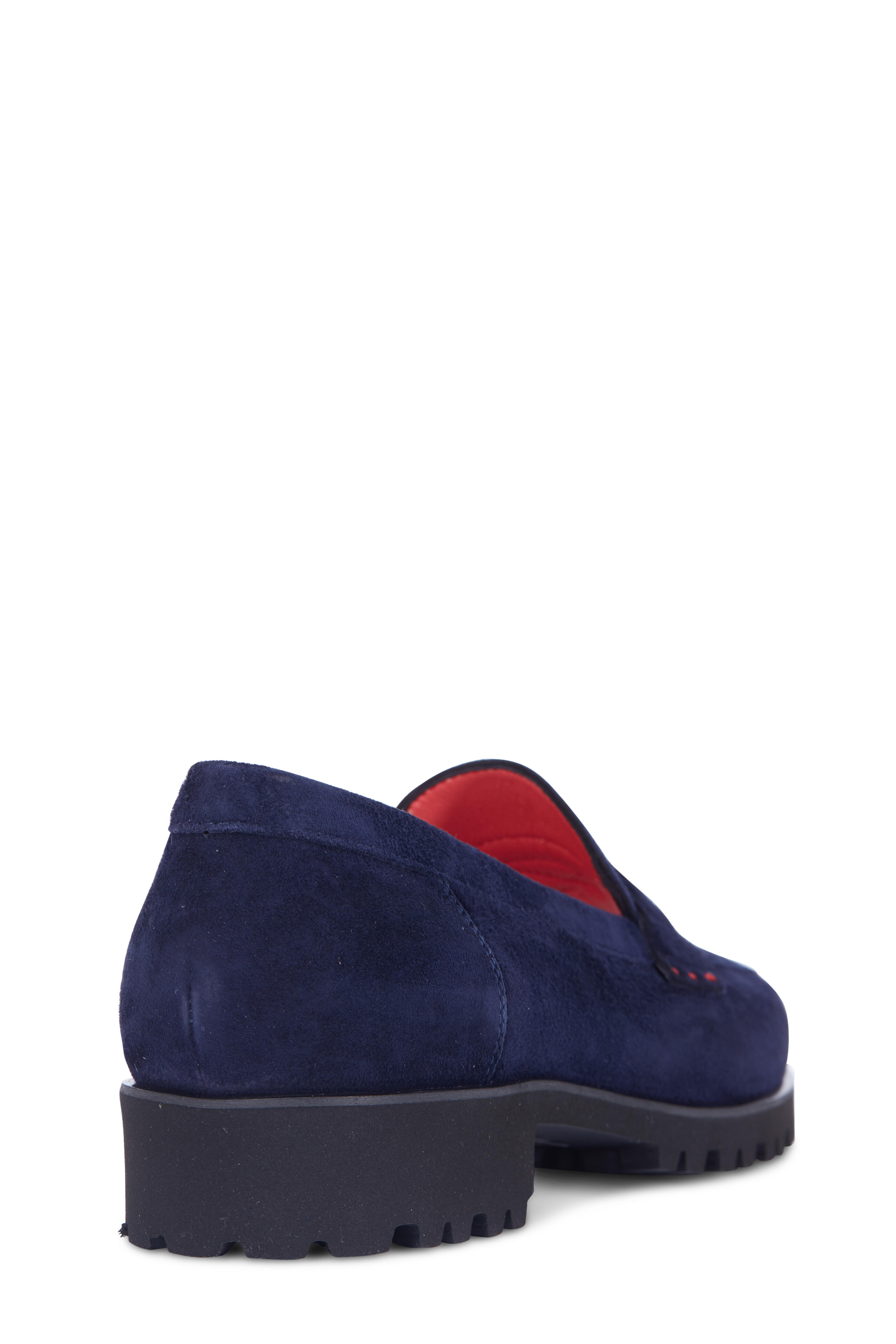 Pas de Rouge - Marta Ink Suede Rubber Sole Penny Loafer