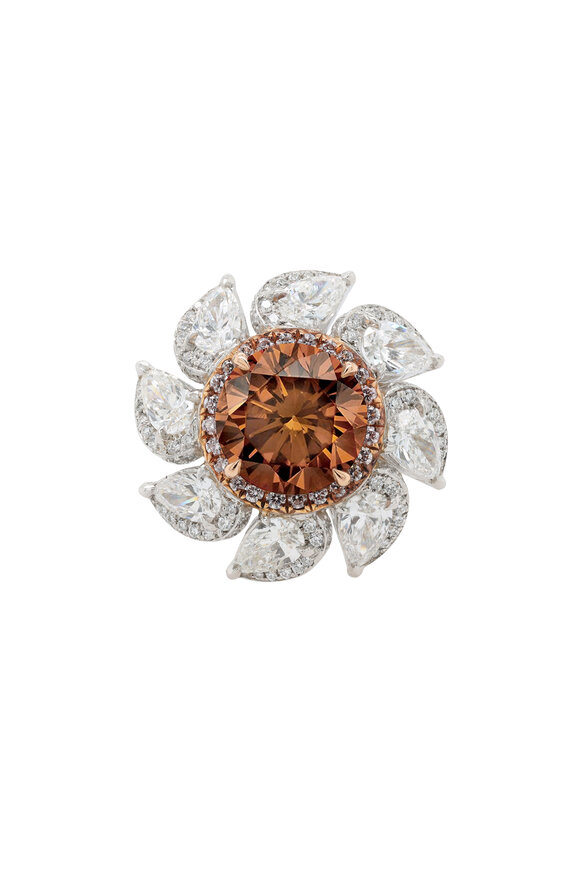 Diana M Jewels Brown Diamond Ring with Pink & White Pear Diamonds - view 1