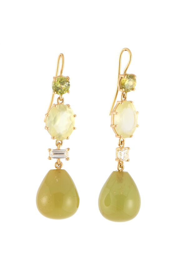 Sylva & Cie Amber Sphene & Prehnite Drop Earrings - view 1