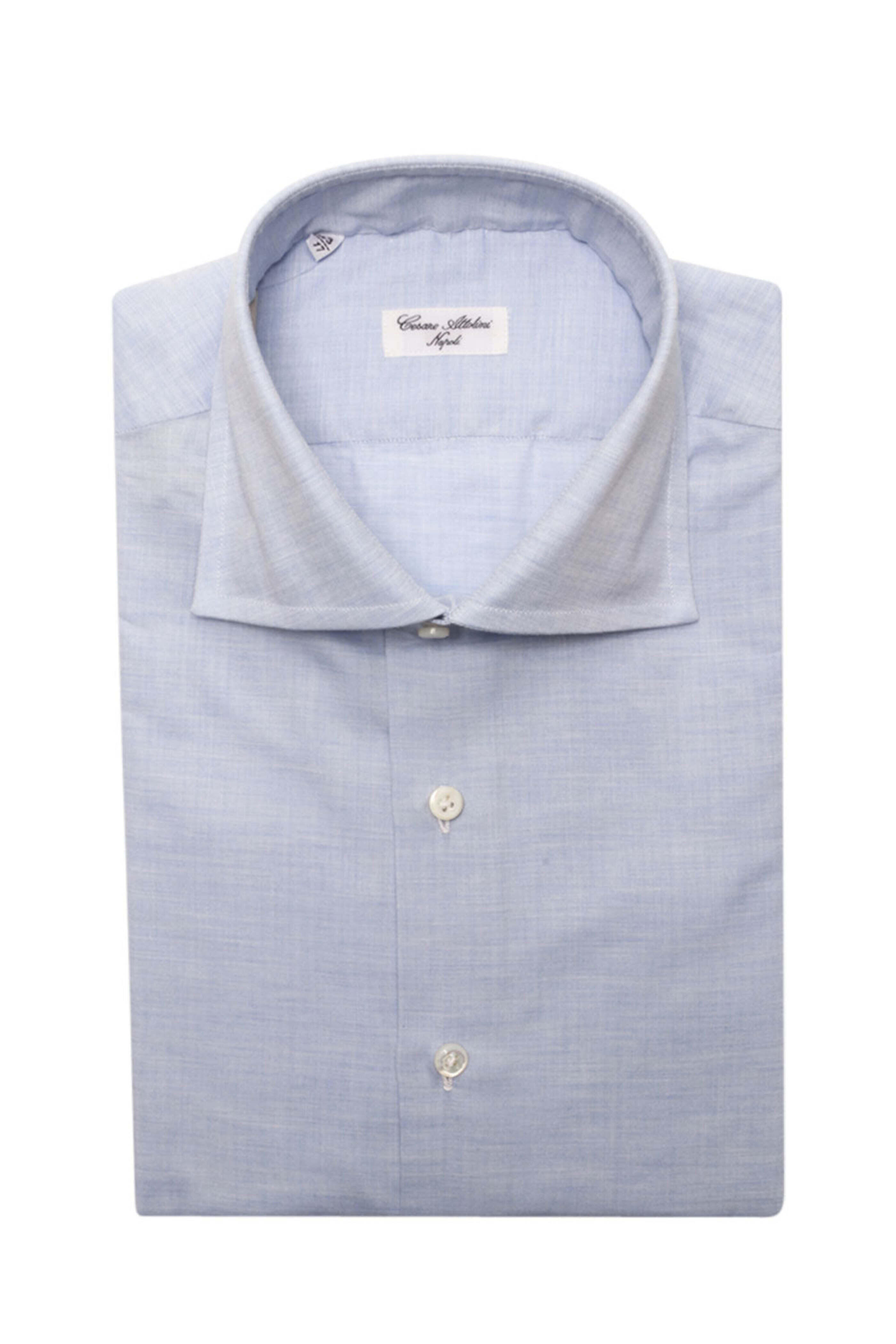 Cesare Attolini - Light Blue Cotton Heathered Cotton Dress Shirt
