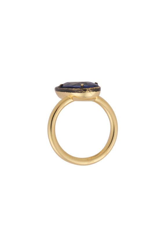 Sutra 18k Yellow Gold Blue Sapphire Ring - view 2
