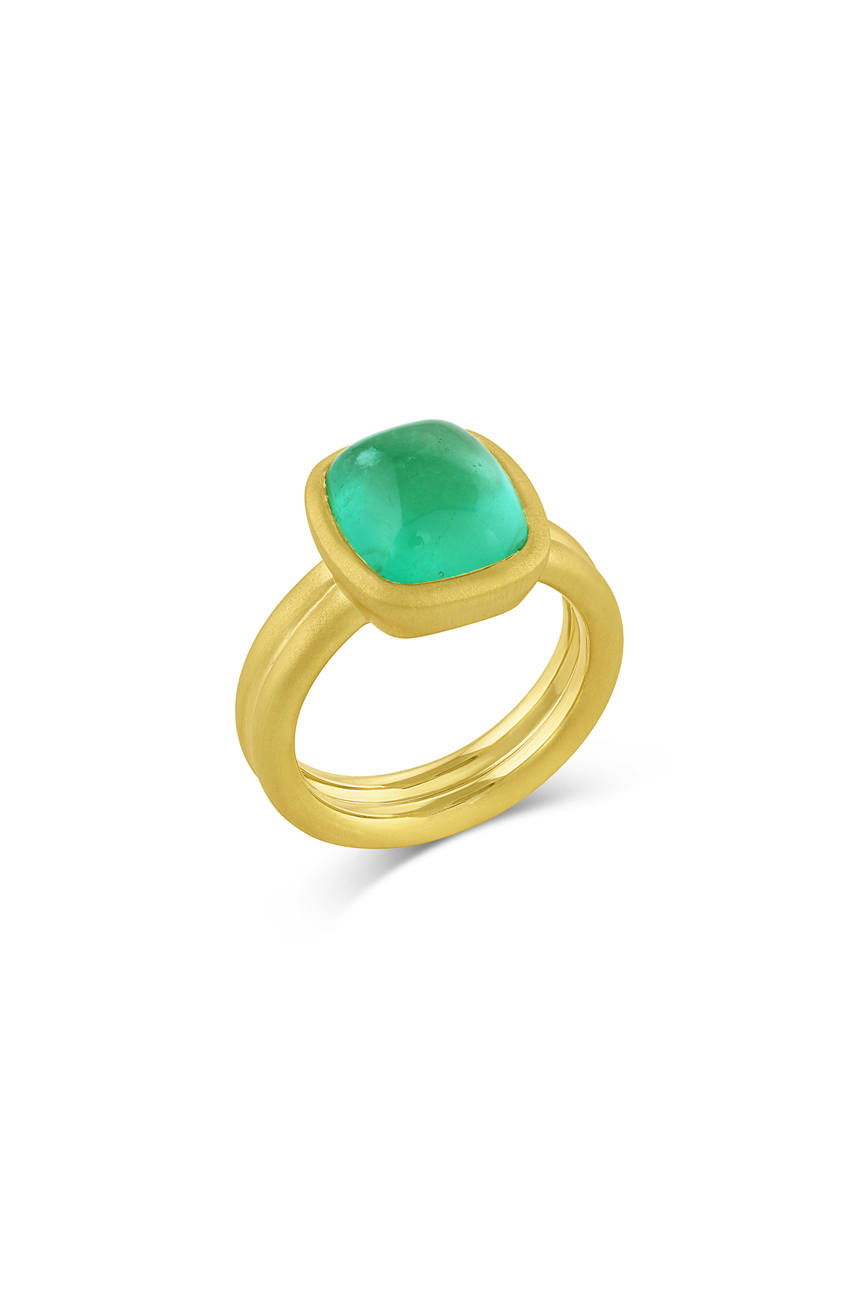 Leigh Maxwell - 18k Yellow Gold Puffed Emerald Cabochon Ring - view 2