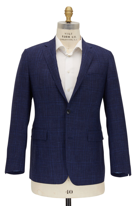 Atelier Munro - Navy Blue Plaid Wool Blend Suit