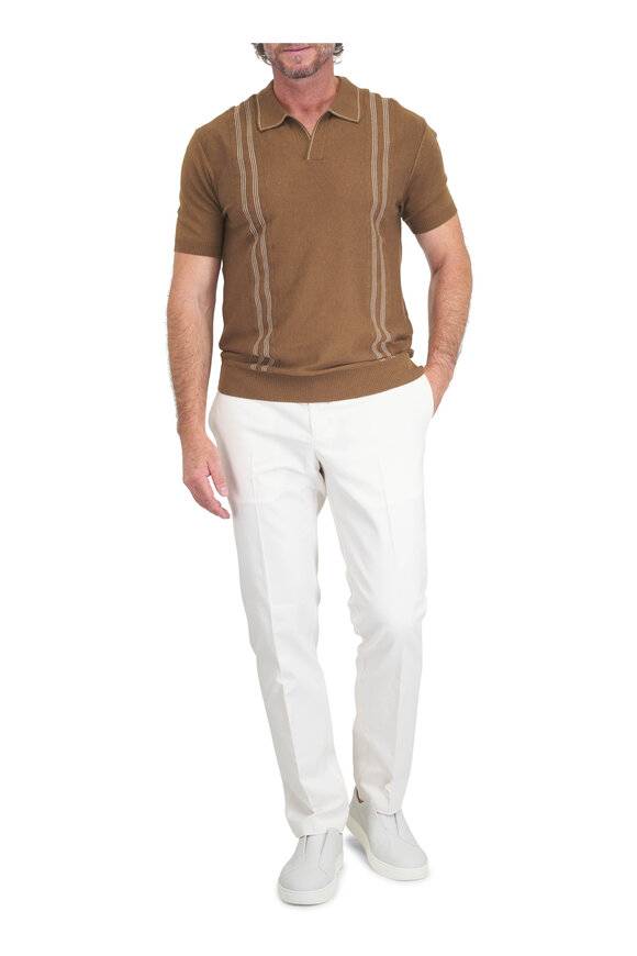 Orlebar Brown Horton Chestnut & Chai Silk-Cotton Knit Polo - view 2