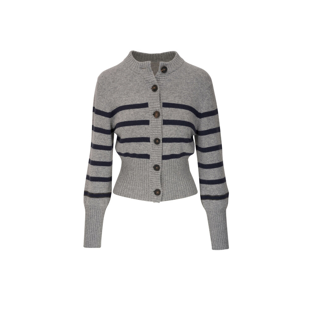 Brunello Cucinelli - Gray & Navy Striped Cardigan