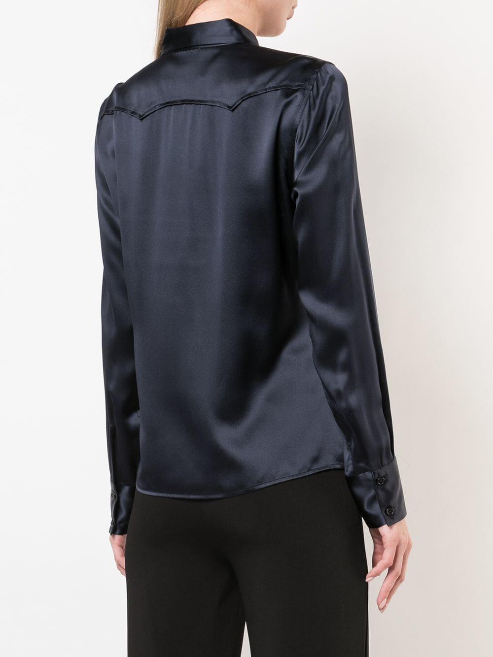 Nili Lotan - Mica Dark Navy Silk Shirt