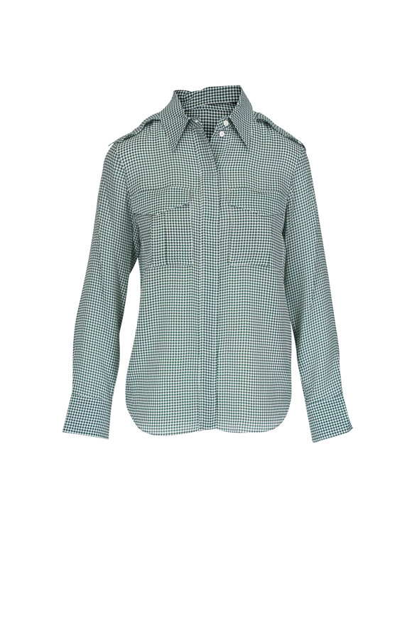 Dorothee Schumacher Vichy Love Green Herringbone Blouse