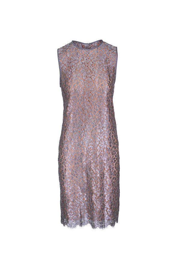 Michael Kors Collection Metallic Floral Guipure Lace Dress