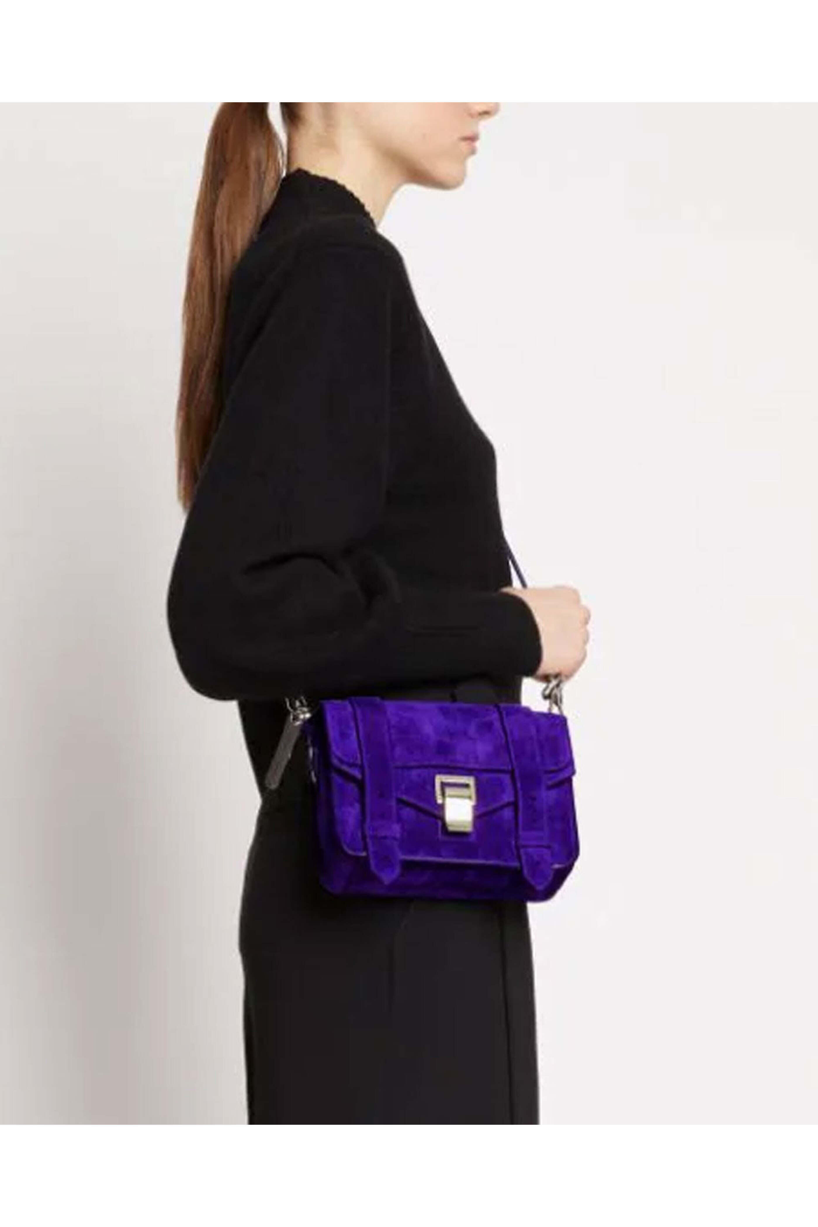 Proenza Schouler - PS1 Mini Crossbody Bag in Dark Indigo Suede