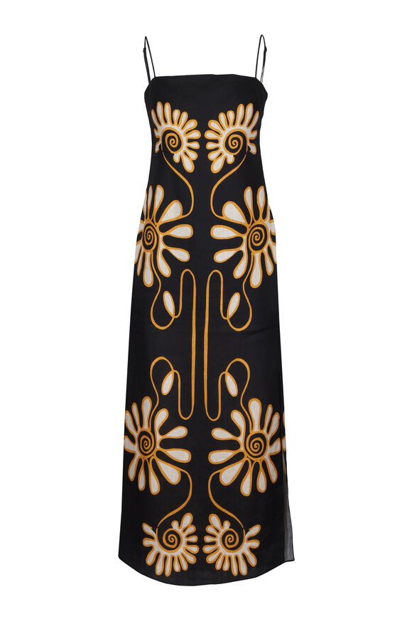 Cala De La Cruz Cream & Yellow Linen Samantha Dress