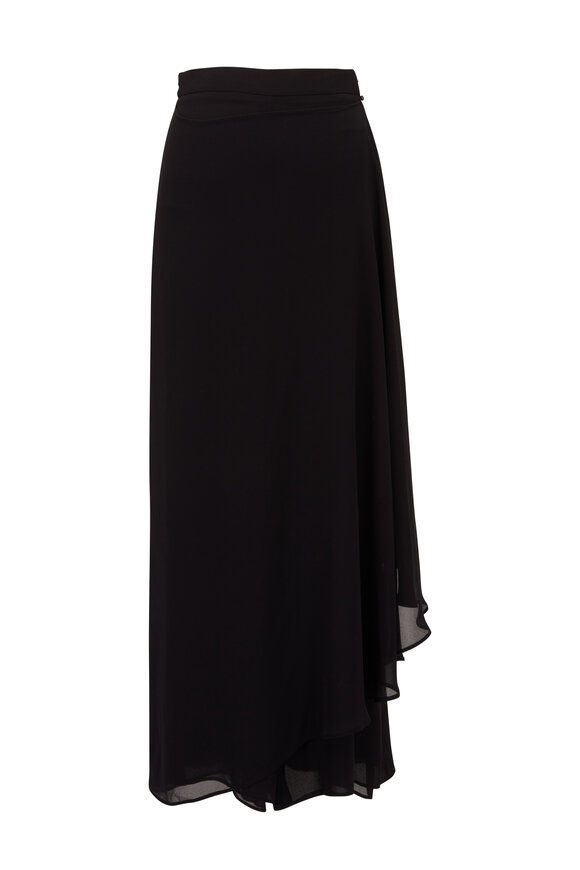 Talbot Runhof Black Chiffon Wide Leg Pant