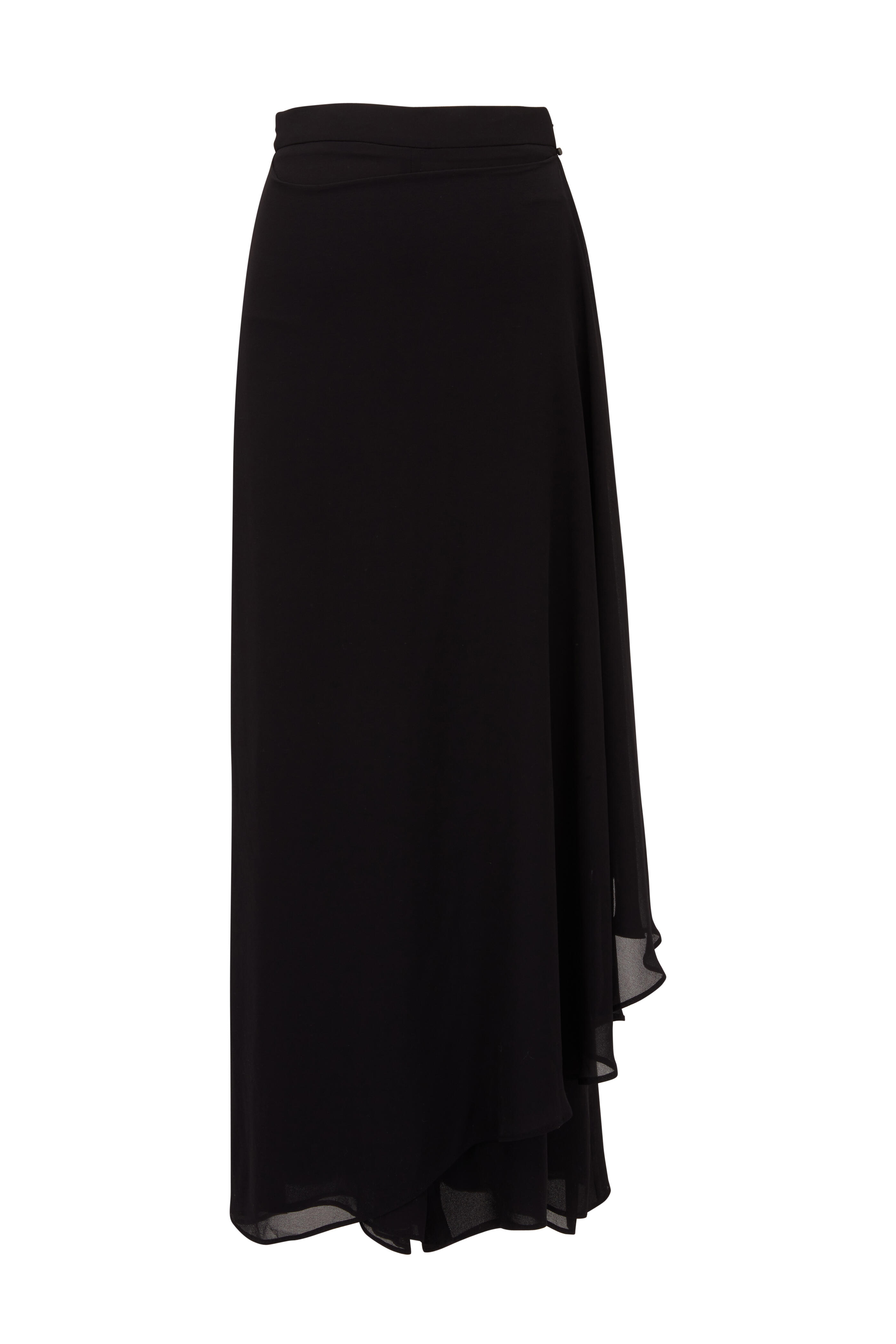 Talbot Runhof - Black Chiffon Wide Leg Pant
