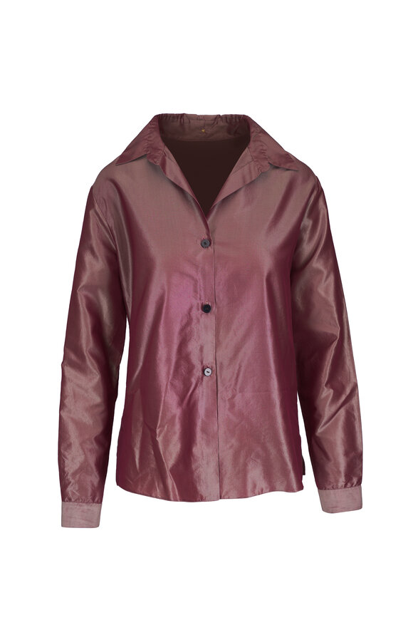 Peter Cohen Jacky Almond Iridescent Taffeta Button Up Blouse - view 1