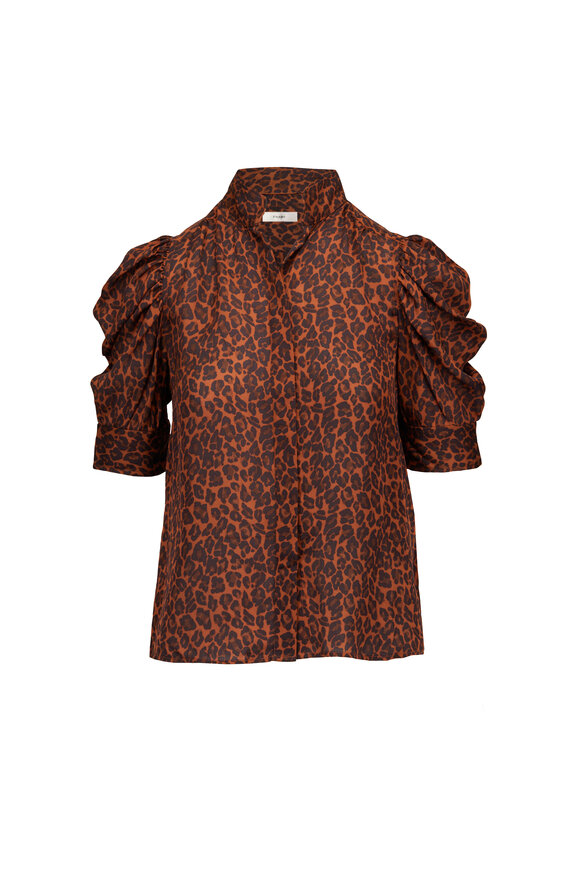Frame The Gillian Animal Print Silk Button-Up Shirt - view 1