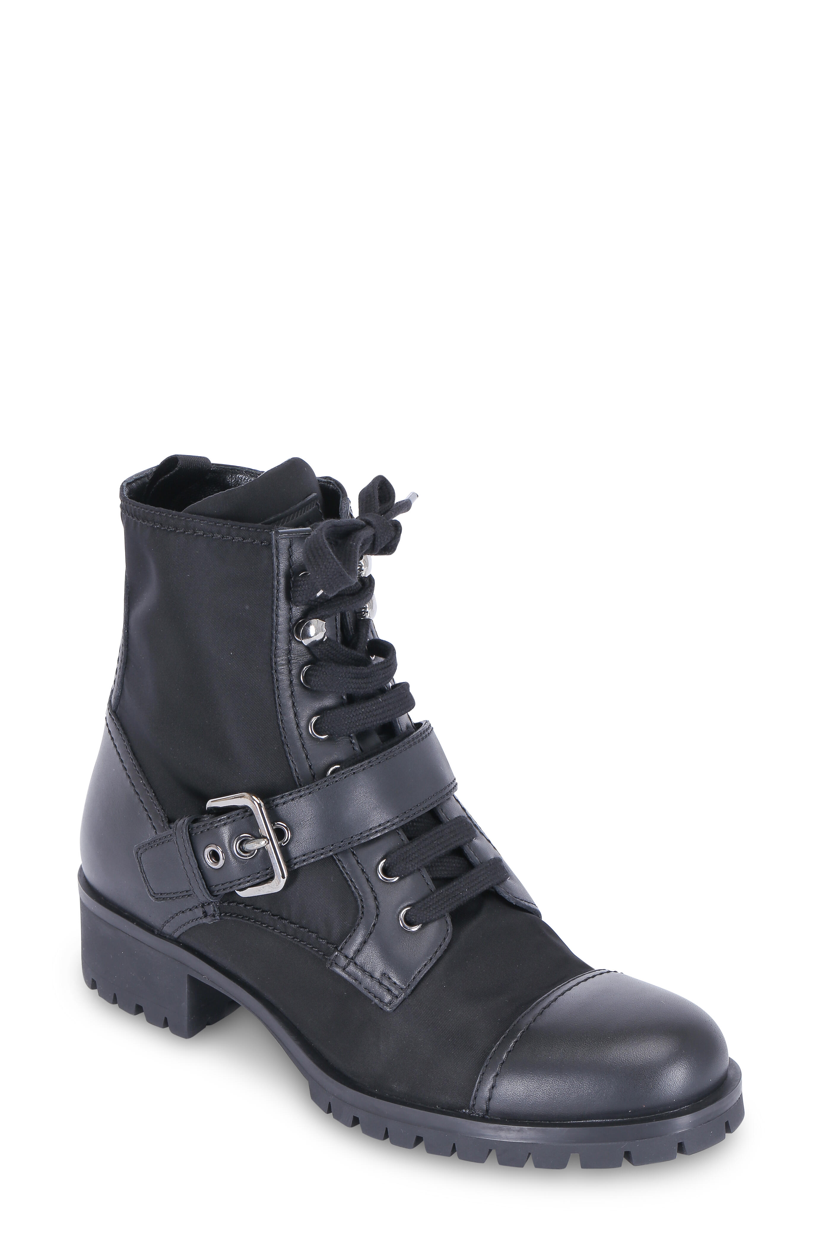 Prada triple shop buckle combat boot