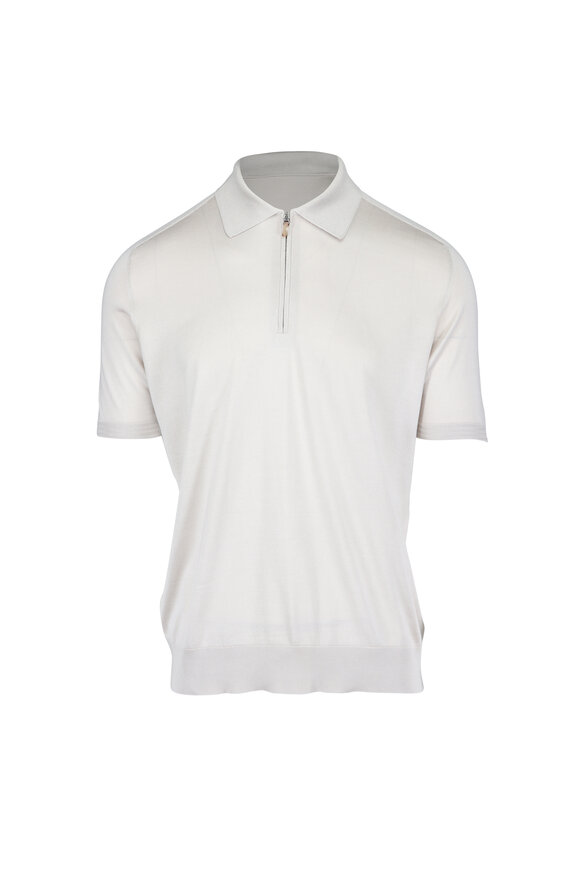 Colombo Sand Short Sleeve Quarter Zip Sweater