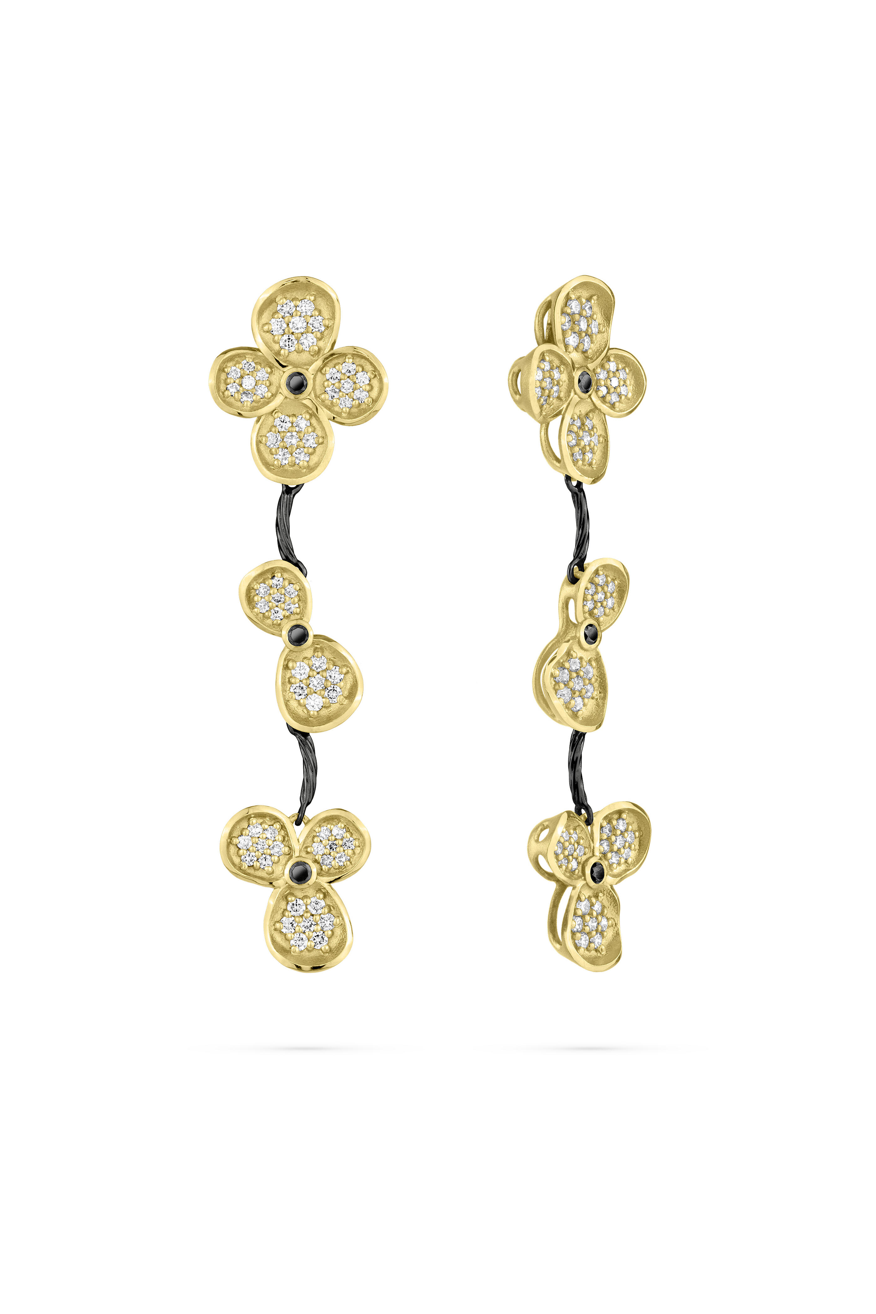 Paul Morelli - 18k Yellow Gold Forget Me Not Dangle Earrings