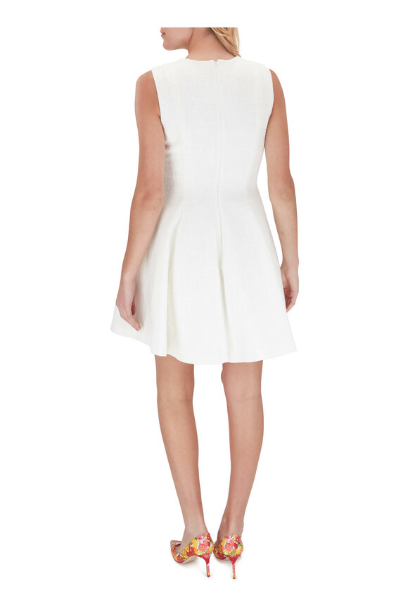 Paule Ka - White Textured Fit & Flare Sleeveless Dress