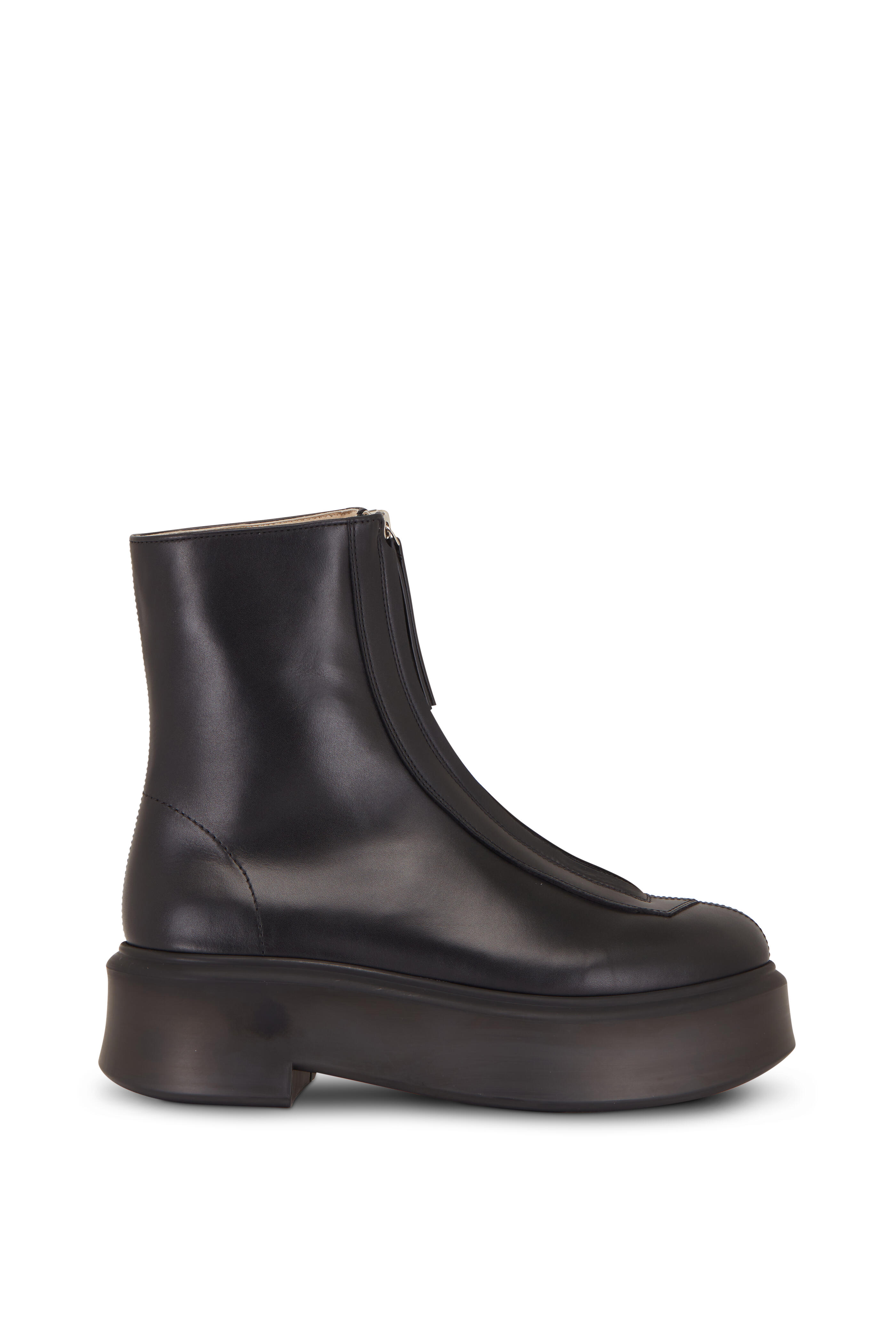 The Row - Black Front Zip Platform Boot, 30mm | Mitchell Stores