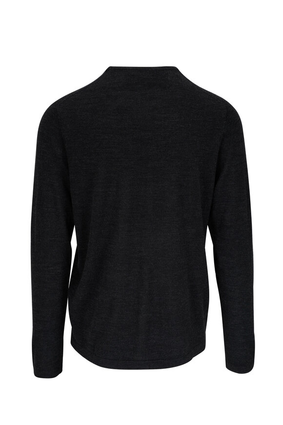 Patrick Assaraf - Black Melange Merino Wool Crewneck Sweater