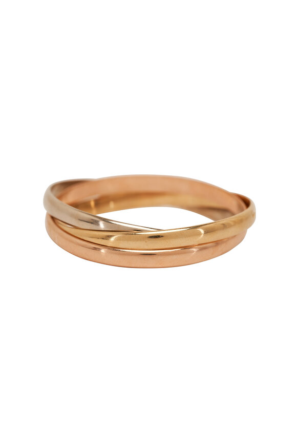 Estate Jewelry - Estate Trinity Tri-Color Gold Rolling Bangles