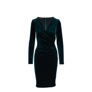 green emerald velvet dress Vintage Sweetheart Ruched Velvet Bodycon Dress Retro Holiday Cocktail Dress Dark Green
