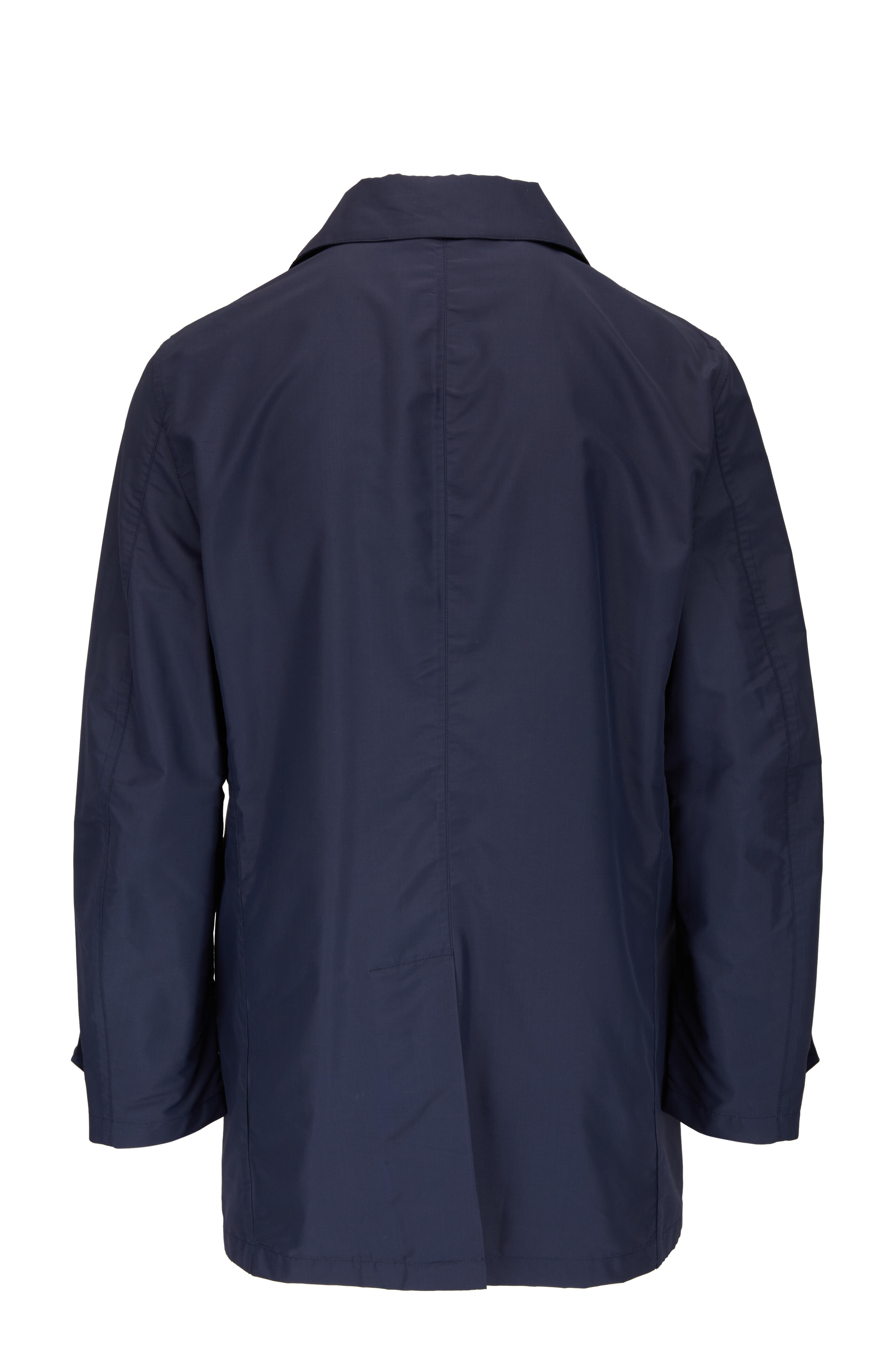 Isaia - Navy Techno Silk Raincoat