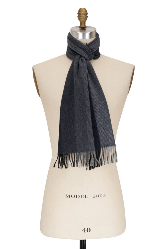 Chelsey Imports Navy Striped Cashmere Scarf