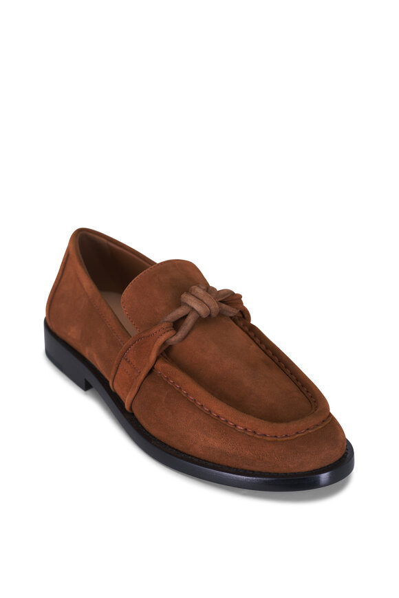 Bottega Veneta Astaire Caramel Suede Knot Loafer