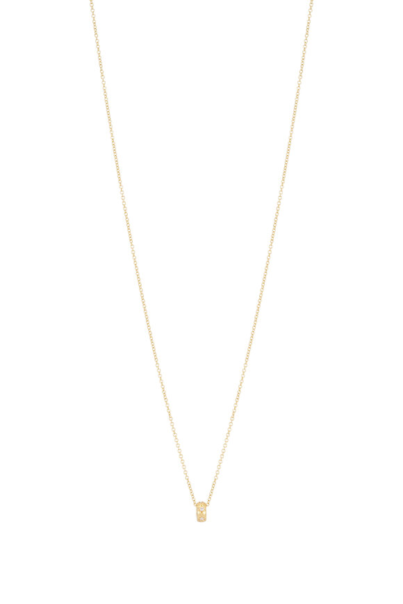 Caroline Ellen 20k Yellow Gold Star Set Rondelle Pendant - view 1