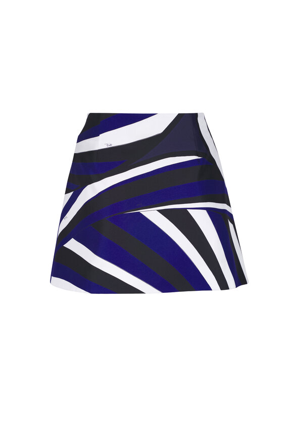 Pucci - Iride Print Navy Silk Twill Skirt