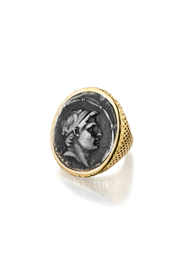 Ray Griffiths 18K Yellow Gold Vintage Greek Coin Ring