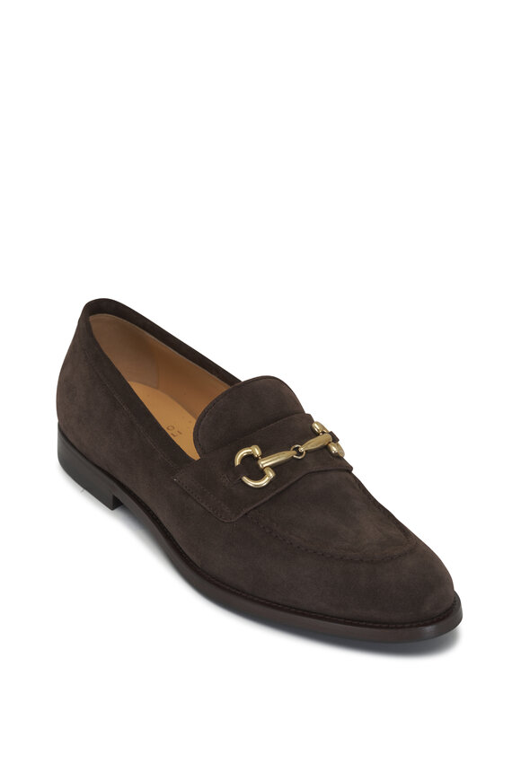 Brunello Cucinelli Brown Suede & Brass Bit Loafer