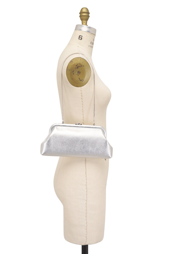 Jimmy Choo Skylar Silver Metallic Leather Chain Clutch - view 6