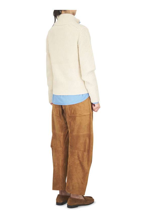 Nili Lotan Shon Brown Suede Barrel Leg Pant - view 4