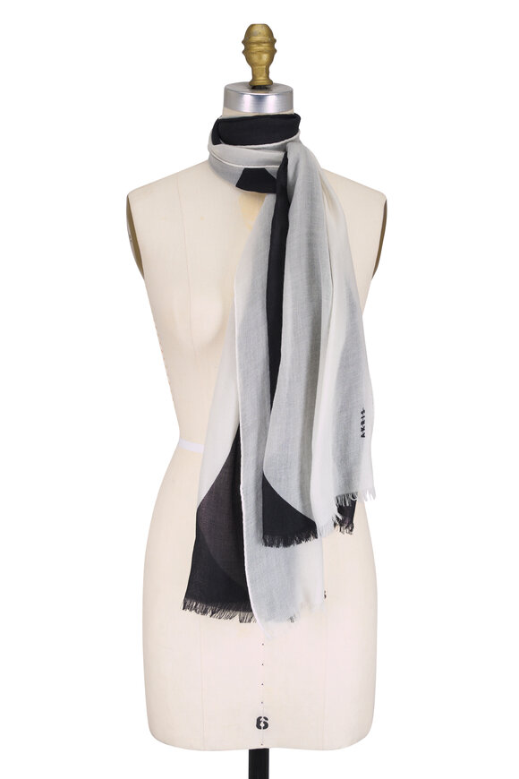 Akris Black & White Cloud Print Cashmere Scarf - view 1