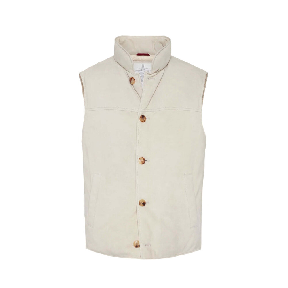 ベスト・ジレ BRUNELLO CUCINELLI Women Vests MR4052645C2964 Beige Brunello Cucinelli - Beige down vest with monil chain