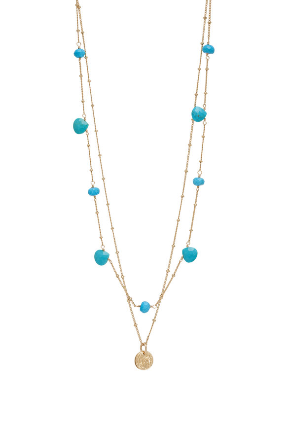 Cristina V. Delicate Double Disc Turquoise Necklace