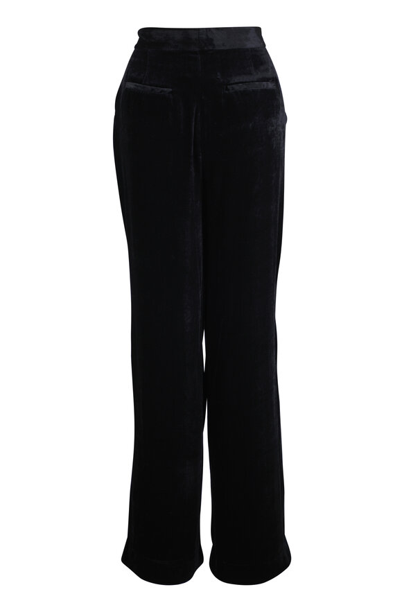 Lela Rose Molly Black Crushed Velvet Pant - view 4