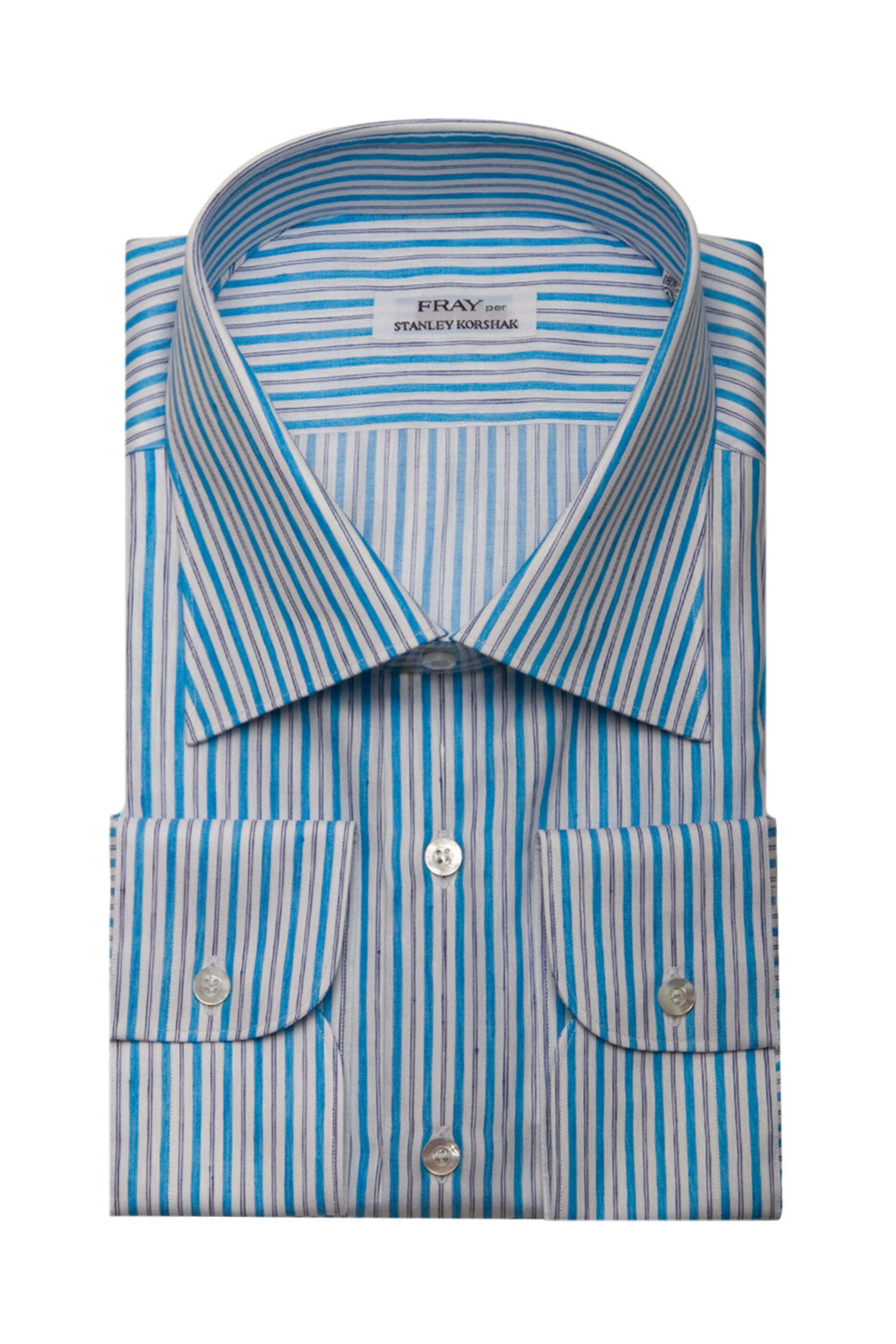 Fray - Turquoise and White Stripe Byron Dress Shirt