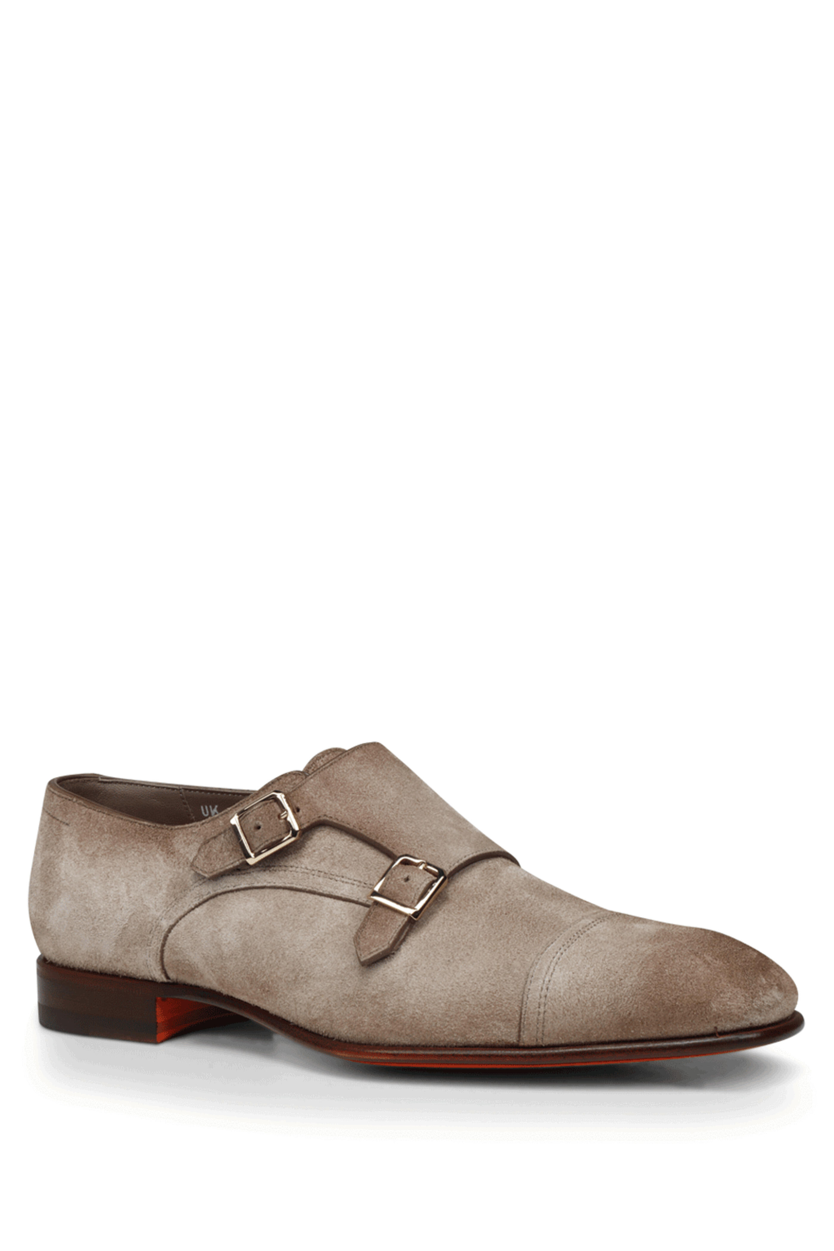 【新品未使用】Santoni モンクストラップローファー ブラウン 25.5㎝ Santoni - Suede Double Monk Strap Loafer in Beige