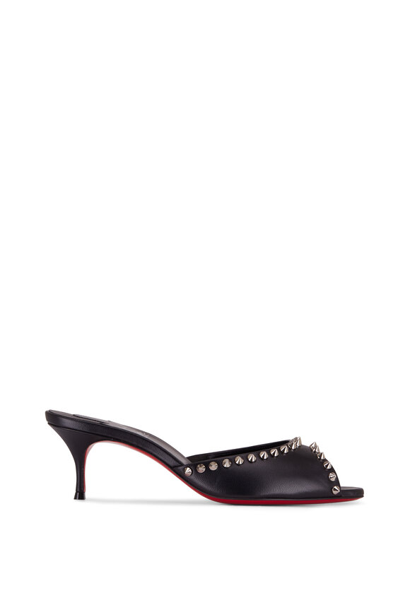 Christian Louboutin - Me Dolly Spike Black Leather Peep Toe Pump, 55mm